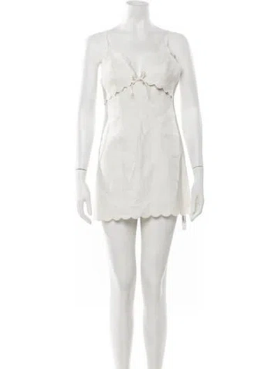 Pre-owned Loveshackfancy Linen Mini Dress In White