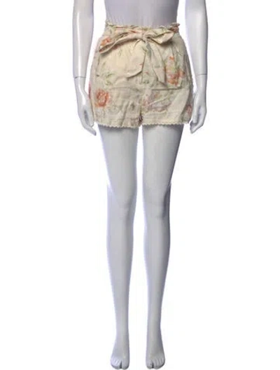 Pre-owned Loveshackfancy Linen Mini Shorts In Neutral