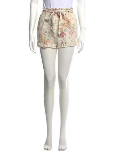 Pre-owned Loveshackfancy Linen Mini Shorts In Neutrals