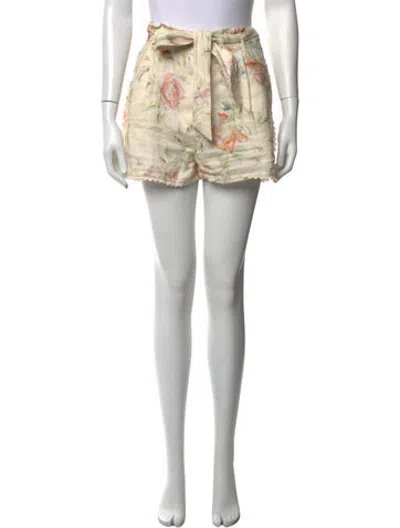 Pre-owned Loveshackfancy Linen Mini Shorts In Neutrals