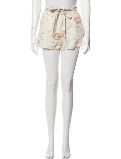 Pre-owned Loveshackfancy Linen Mini Shorts In White