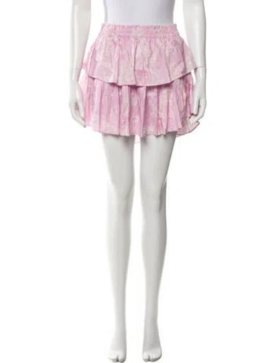 Pre-owned Loveshackfancy Linen Mini Skirt In Pink