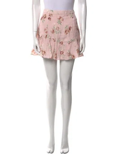 Pre-owned Loveshackfancy Linen Mini Skirt In Pink