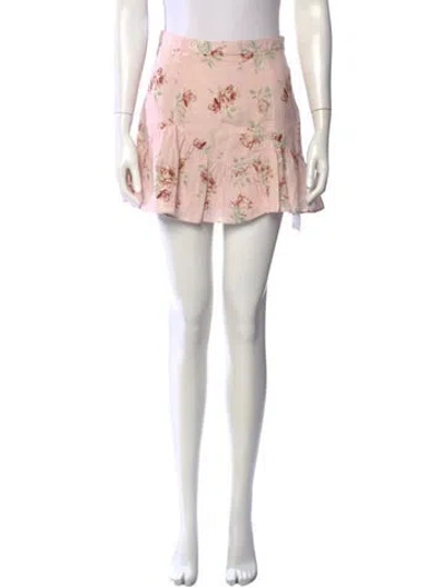 Pre-owned Loveshackfancy Linen Mini Skirt In Pink