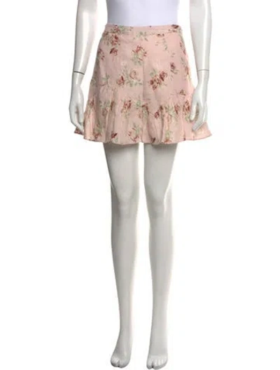 Pre-owned Loveshackfancy Linen Mini Skirt In Pink