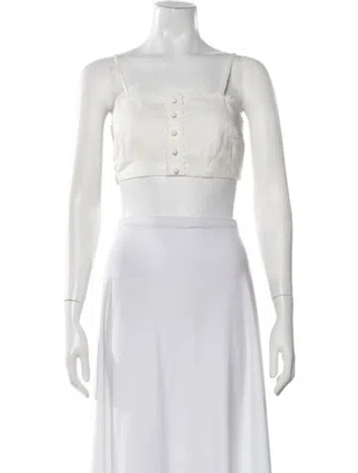 Pre-owned Loveshackfancy Linen Square Neckline Crop Top In Pink