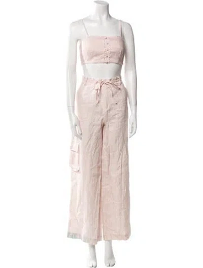 Pre-owned Loveshackfancy Linen Striped Pant Set In Pink