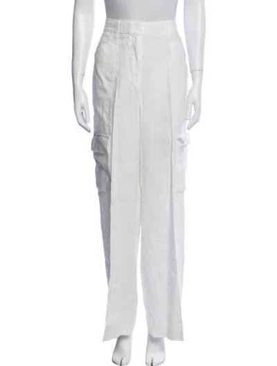 Pre-owned Loveshackfancy Linen Wide Leg Pants In Neutral