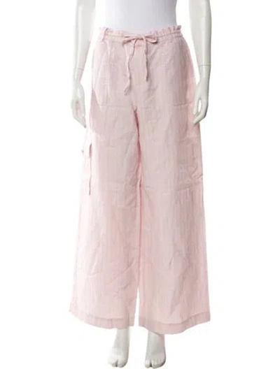 Pre-owned Loveshackfancy Linen Wide Leg Pants In Pink