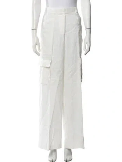 Pre-owned Loveshackfancy Linen Wide Leg Pants In White