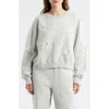 Loveshackfancy Linetta Lace Bow Inset Cotton Blend Sweatshirt In Gray