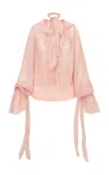 Loveshackfancy Linette Ruffled Chiffon Top In Light Pink