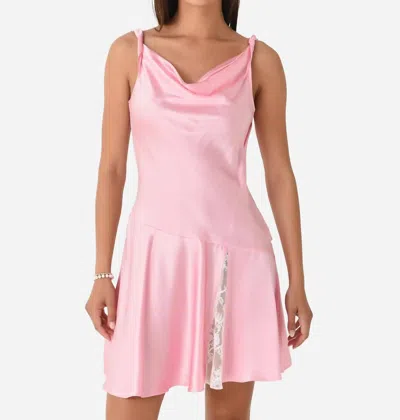 Loveshackfancy Lionel Draped Lace Silk Mini Dress In Pink In Multi