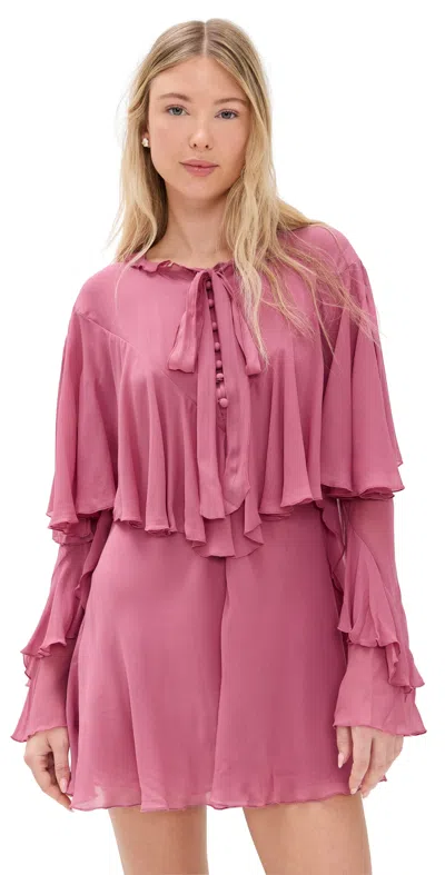 LOVESHACKFANCY LIRAINE DRESS DEEP ROSE