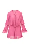 Loveshackfancy Liraine Ruffled Chiffon Mini Dress In Berry