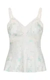 Loveshackfancy Lirena Charmeuse Floral Top In White