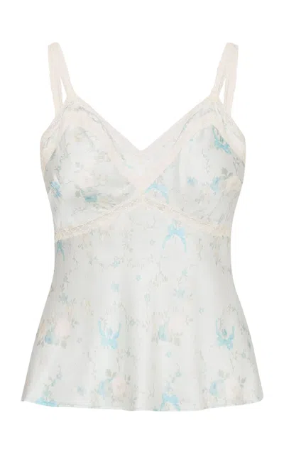 Loveshackfancy Lirena Charmeuse Floral Top