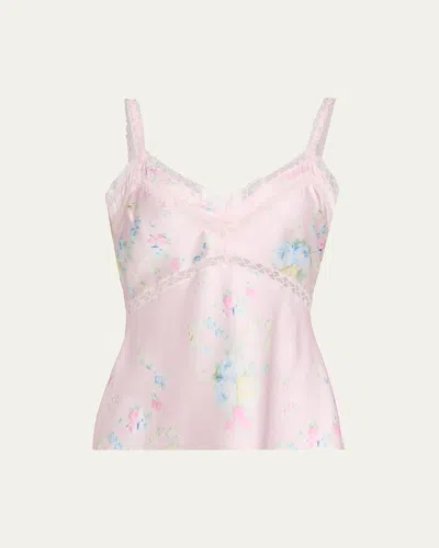 Loveshackfancy Lirena Lace-trim Sleeveless Satin Top In Multi