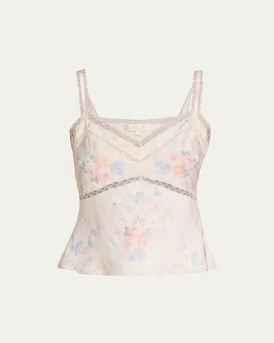 Loveshackfancy Lirena Lace-trim Sleeveless Satin Top In White