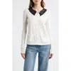 Loveshackfancy Lolani Lace Collar Wool Cardigan In White