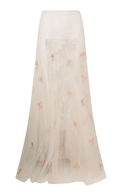 Loveshackfancy Lomani Embroidered Glitter Tulle Skirt