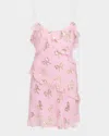 Loveshackfancy Lomina Silk Metallic Bow Mini Dress In Gilded Rose