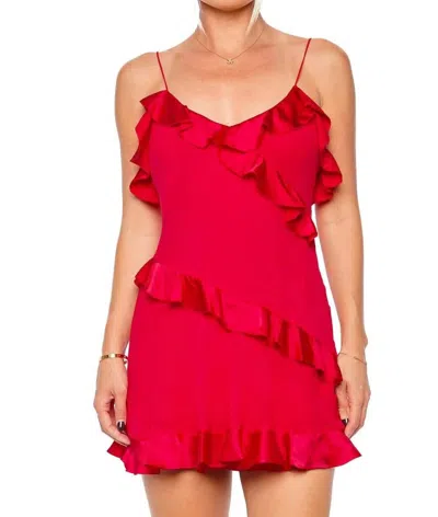 Loveshackfancy Lomina Silk Ruffle Mini Dress In Red