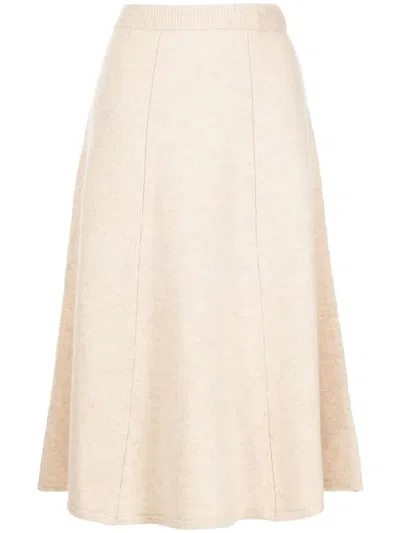 Loveshackfancy Long Flared Wool-cashmere Skirt In Neutrals