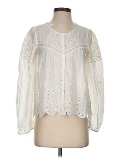 Pre-owned Loveshackfancy Long Sleeve Blouse In Ivory