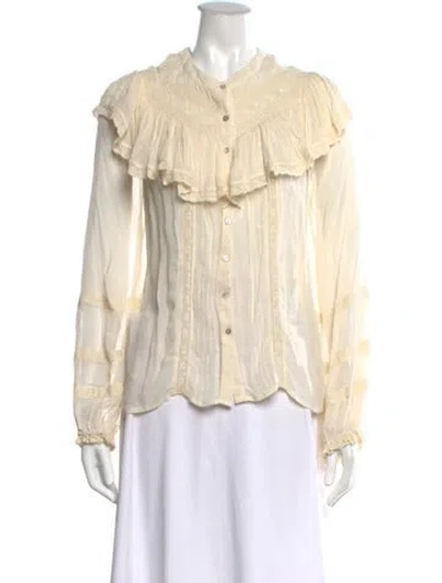 Pre-owned Loveshackfancy Long Sleeve Blouse In Neutrals