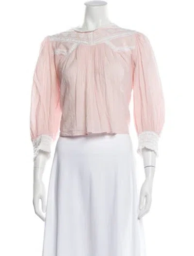 Pre-owned Loveshackfancy Long Sleeve Blouse In Pink