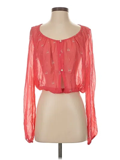 Pre-owned Loveshackfancy Long Sleeve Blouse In Red