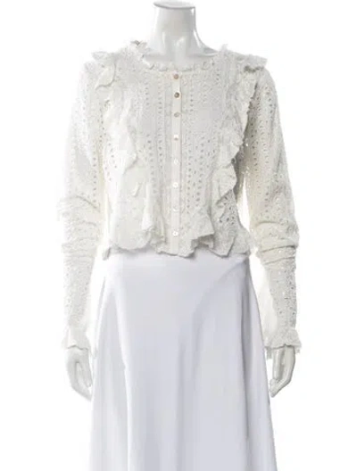 Pre-owned Loveshackfancy Long Sleeve Blouse W/ Tags In White
