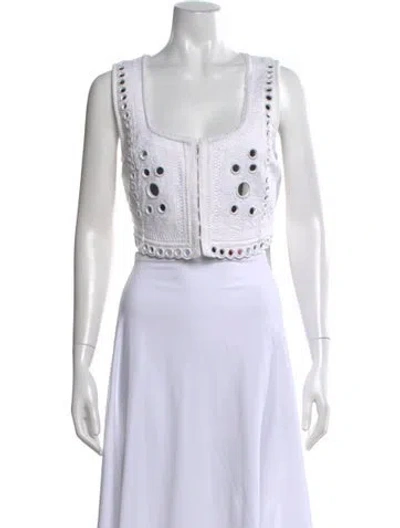 Pre-owned Loveshackfancy Long Sleeve Blouse In White