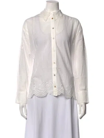 Pre-owned Loveshackfancy Long Sleeve Blouse In White