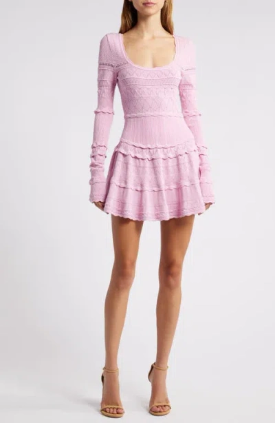 Loveshackfancy Long Sleeve Pointelle Sweater Minidress In Rose Clay