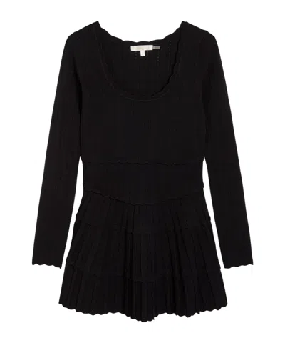 Loveshackfancy Long-sleeve Mini Dress In Black