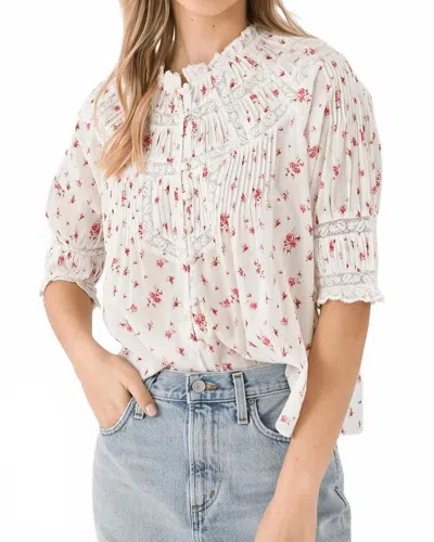 Loveshackfancy Lorado Top In Carmine Roses