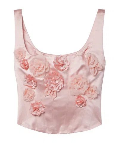 Loveshackfancy Lorelai Cropped Bustier Top In Pink