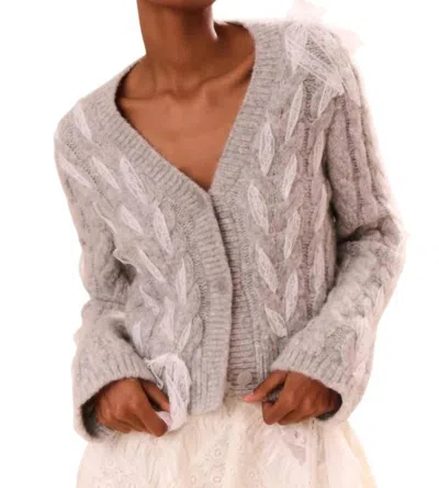 Loveshackfancy Louella Cardigan In Silver Mist In Gray