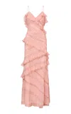 Loveshackfancy Louie Lace-trimmed Ruffled Chiffon Maxi Dress In Pink