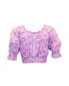 Loveshackfancy Love Shack Fancy Karsten Floral Crop Top In Lilac Cotton In Purple