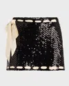Loveshackfancy Lovina Sequined Mini Skirt In Black