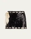 Loveshackfancy Lovina Sequined Mini Skirt In Black