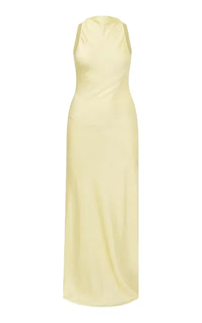 Loveshackfancy Lucabeth Liquid Satin Maxi Dress In Neutral