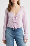 Loveshackfancy Luisella Bow Crop Cashmere Cardigan In Purple