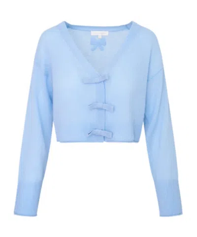 Loveshackfancy Luisella Lightweight Cashmere Cardigan In Blue