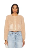 Loveshackfancy Lully Collarless Sherpa Jacket In Honey
