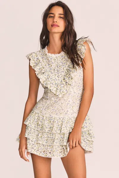 Loveshackfancy Lunetta Dress White Garden Stream In Green