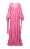 Loveshackfancy Lyvienne Lace-trimmed Chiffon Maxi Dress In Berry